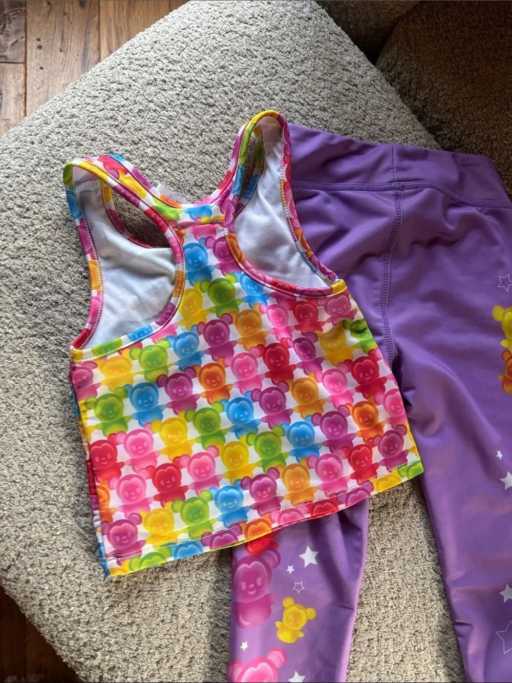 Disney Mickey Rainbow Gummy Bear Tank & Purple Leggings Set